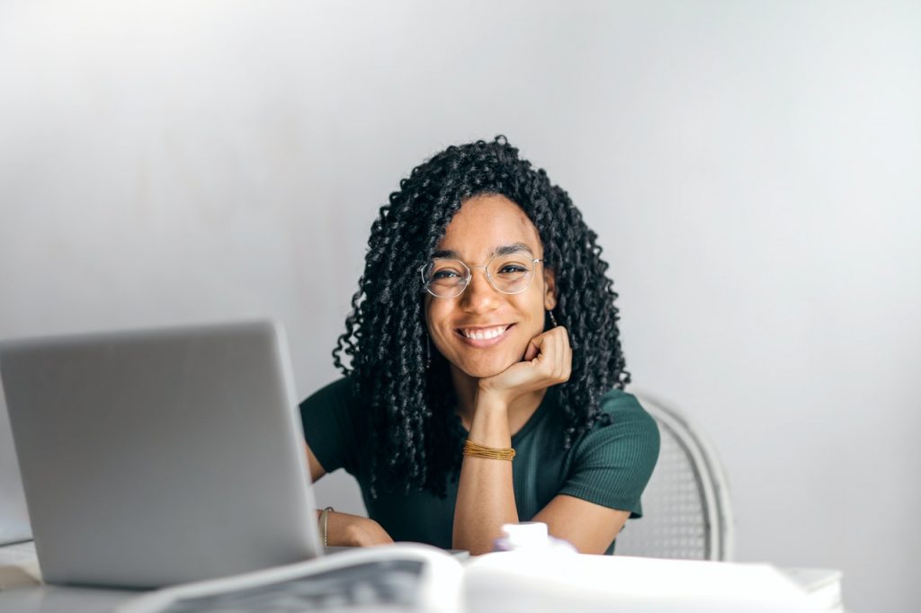 young woman with laptop