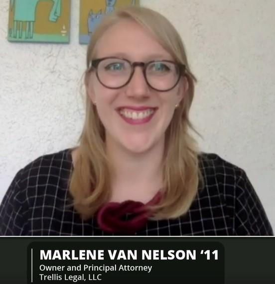 Screenshot of Marlene Van Nelson during webinar